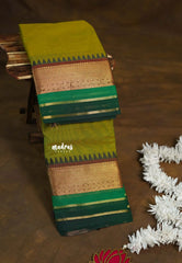 Dual Shade Green- Karthigai Silk Cotton Rudraksham and Multi Color Border - Best for Wedding Functions