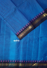 Cobalt Blue - Karthigai silk cotton rudraksha with temple weaving border - Best for Small Functins