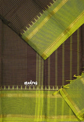 Coffee Brown -  Karthigai silk cotton rettapeta border with muthu kattam - Best for Wedding Funtions
