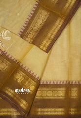 Karthigai silk cotton Rettapet rudraksham border - sandal