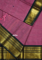 Onion Pink - Karthigai silk cotton Bavanji and small Rudraksham Border with Buttas