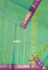 Dual shade Mint Green - Karthigai silk cotton small Bavanji border