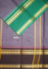 Karthigai silk cotton Rudhraksham Ganga Jamuna border  - Purple grey