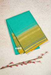 Sea Green - Karthigai silk cotton plain body rudraksham skirt border