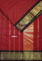 Dark Red - Karthigai Silk Cotton saree with Stripes Weaving - Best for Festive Wear