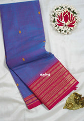 Dual Shade Lavender Blue - Karthigai Silk Cotton Body Multi Rudraksham with Buttas - Best for Temple Visit
