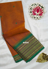 Mustard Orange - Karthigai Silk Cotton Body Multi Rudraksham with Buttas - Best for Temple Visit