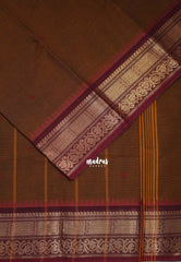 Deep Honey Brown - Karthigai silk cotton box bavanji border with buttas - Best for Wedding Functions