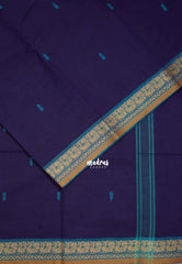 Navy Blue - Karthigai silk cotton small annam thread border - Best for Small Functions | Temple Visit