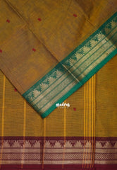 Dual Shade Mustard Brown - Karthigai silk cotton Temple Ganga jamuna border - Best for Wedding Functions