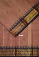 Rust Peach - Karthigai silk cotton rudraksha with temple weaving border - Best for Wedding Functions