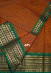 Mustard Orange - Karthigai Silk Cotton Body Multi Rudraksham with Buttas - Best for Temple Visit