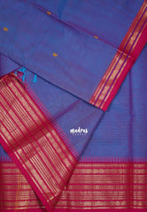 Dual Shade Lavender Blue - Karthigai Silk Cotton Body Multi Rudraksham with Buttas - Best for Temple Visit