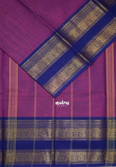 Onion Purple - Karthigai silk cotton plain rettapet heart border - Best for Festive Wear | Temple Visit