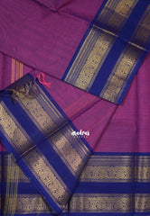 Onion Purple - Karthigai silk cotton plain rettapet heart border - Best for Festive Wear | Temple Visit