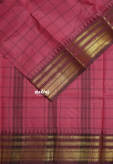 Muted Beet Pink - Karthigai silk cotton Big Muthu Kattam Checks with Bavanji ant Temple Border - Best for Small Functions