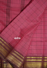 Muted Beet Pink - Karthigai silk cotton Big Muthu Kattam Checks with Bavanji ant Temple Border - Best for Small Functions