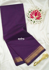 Royal Purple - Karthigai silk cotton small Bavanji border - Best for Temple Visit
