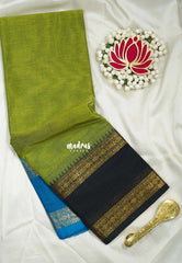 Mehendi Green - Karthigai silk cotton Rettapet Rudraksham Ganga Jamuna Border - Best for Small Functions