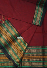 Majestic Maroon - Karthigai Silk Cotton Rudhraksham Multi border - Best for Wedding Functions | Temple Visit