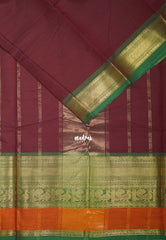 Majestic Maroon - Karthigai Silk Cotton Plain Body with Peacock and Skirt Border - Best for Small Functions