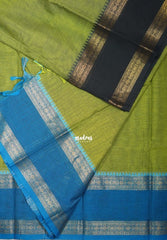 Mehendi Green - Karthigai silk cotton Rettapet Rudraksham Ganga Jamuna Border - Best for Small Functions