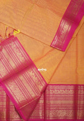 Dual Shade Yellow - Karthigai silk cotton Plain Saree with Annam, Rudraksham and Yaanai Border - Best for Small Functions