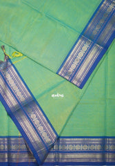 Dual Shade Mint Green - Karthigai silk cotton Plain Saree with Rudraksham Border - Best for Small Functions