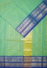 Dual Shade Mint Green - Karthigai silk cotton Plain Saree with Rudraksham Border - Best for Small Functions