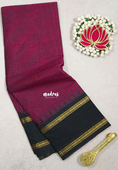 Beet Pink - Karthigai Silk Cotton Rettapeta Rudraksham Border with Muthukattam - Best for Small Functions