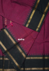 Beet Pink - Karthigai Silk Cotton Rettapeta Rudraksham Border with Muthukattam - Best for Small Functions