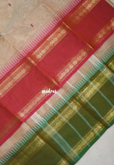 Sunlit Sand Beige - Karthigai silk cotton Rudhraksham Ganga Jamuna border - Best for Temple Visit