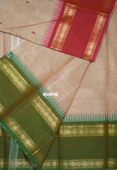 Sunlit Sand Beige - Karthigai silk cotton Rudhraksham Ganga Jamuna border - Best for Temple Visit