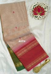 Sunlit Sand Beige - Karthigai silk cotton Rudhraksham Ganga Jamuna border - Best for Temple Visit