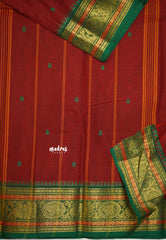 Karthigai silk cotton multi color temple sculpture border - Dard red - Madras Sarees 