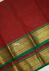 Karthigai silk cotton multi color temple sculpture border - Dard red - Madras Sarees 