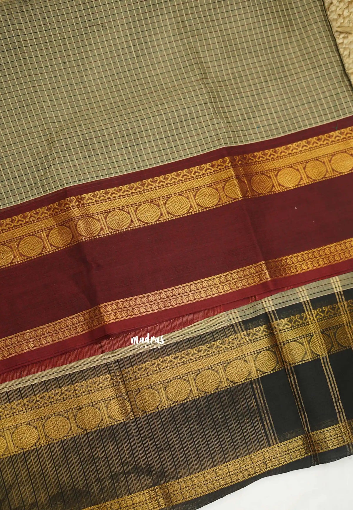 Karthigai silk cotton Muthukattam Rudhraksham Rettapet Ganga Jamuna border  - Grey