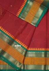 Maroon - Karthigai silk cotton  rudraksham skirt border with buttas