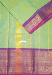 Mint Green - Karthigai silk cotton Plain Saree with Annam, Rudraksham and Yaanai Border - Best for Small Functions