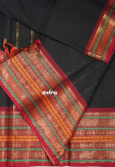 Ebony Black - Karthigai Silk Cotton Rudhraksham Multi border - Best for Wedding Functions | Temple Visit