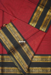 Majestic Maroon - Karthigai silk cotton plain body Rettapet Floral border - Best for Wedding Functions