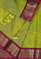Parrot Green - Karthigai silk cotton mayil  getti border