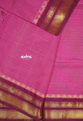 Rani pink - Karthigai silk cotton rudraksham getti border with muthu kattam checks