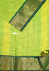 Neon green - Karthigai silk cotton rudraksham getti border with muthu kattam checks