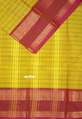 Greenish Yellow - Karthigai silk cotton big muthu kattam checks