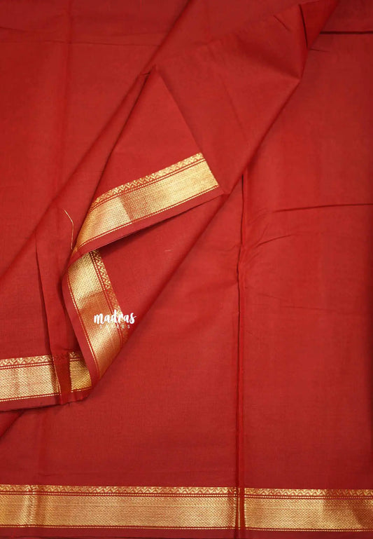 Karthigai silk cotton small Bavanji border - Nayanthara Red