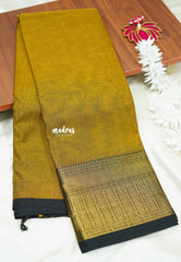 Golden khaki - Karthigai silk cotton plain body multi rudraksham border