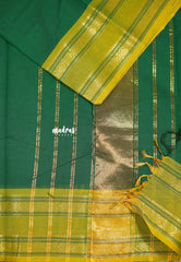 Fresh green - Karthigai silk cotton plain body rettapet leaf border single color