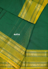 Fresh green - Karthigai silk cotton plain body rettapet leaf border single color