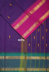 Dual Shade Royal Purple - Karthigai silk cotton Rudhraksham Ganga Jamuna border - Best for Wedding Functions